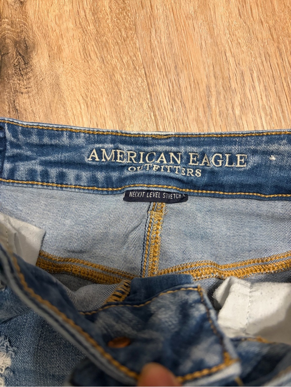 Women’s American Eagle Outfitters Distressed Denim Mini Skirt - Medium Wash - Picture 4 of 7